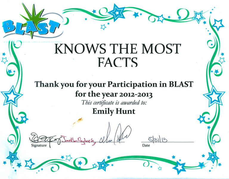 BLAST Facts Award